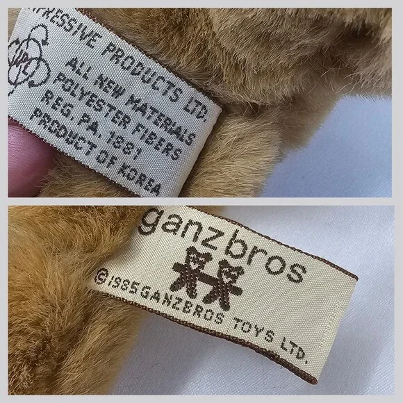 Ganz Bros Vtg 1985 Cuddle Teddy Bear Brown 8.5" Soft Collectible Excellent - Picture 7 of 8
